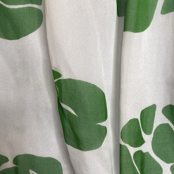 Milly Womens Green White Floral Silk Blouse Size 2 Peasant Boho Whimsical Modern - Picture 11 of 11